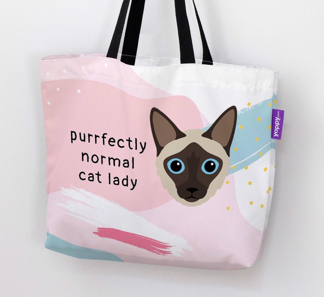 Purrfectly Normal Cat Lady: Personalized {breedCommonName} Canvas Bag