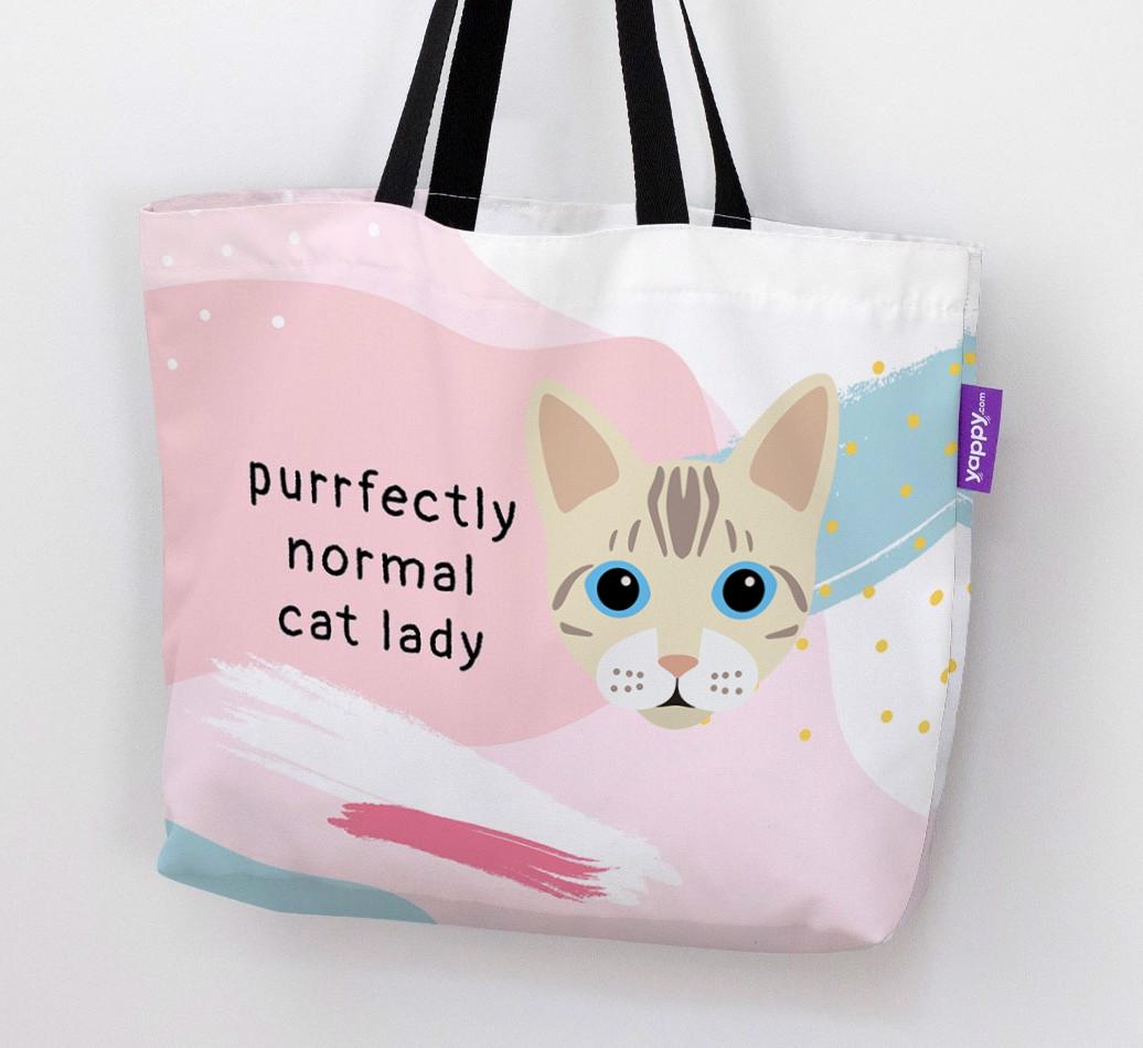 Purrfectly Normal Cat Lady: Personalized {breedCommonName} Canvas Bag