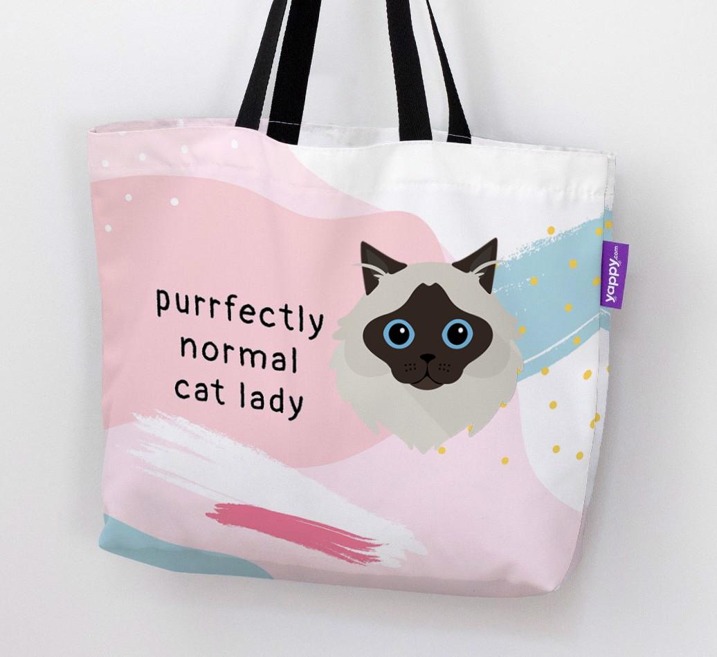 Purrfectly Normal Cat Lady: Personalized {breedCommonName} Canvas Bag