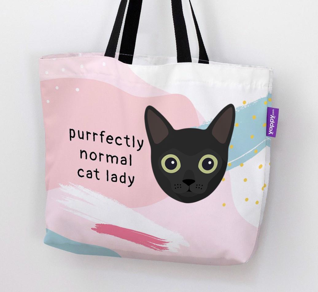 Purrfectly Normal Cat Lady: Personalized {breedCommonName} Canvas Bag