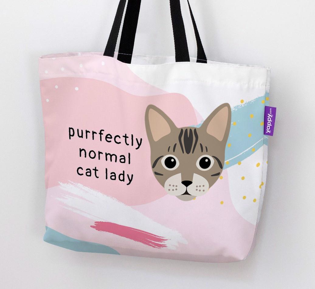 Purrfectly Normal Cat Lady: Personalized {breedCommonName} Canvas Bag