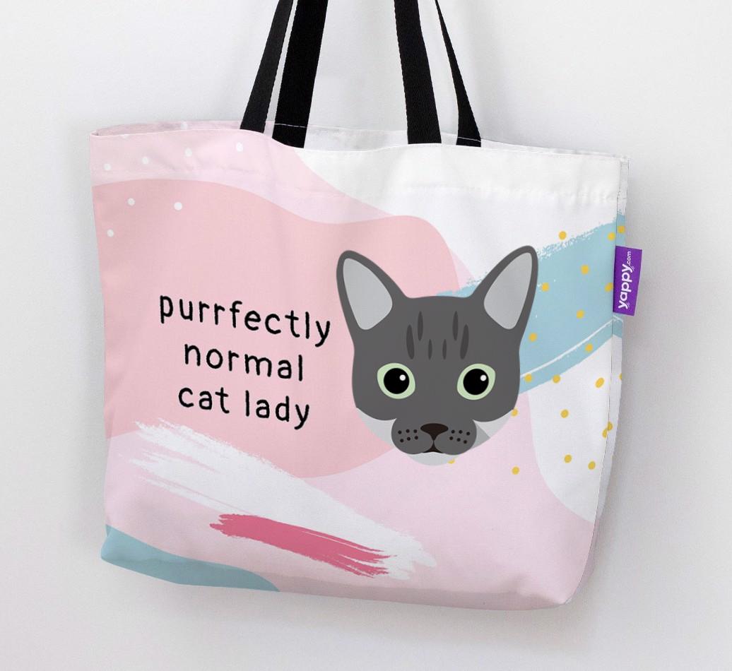 Purrfectly Normal Cat Lady: Personalized {breedCommonName} Canvas Bag