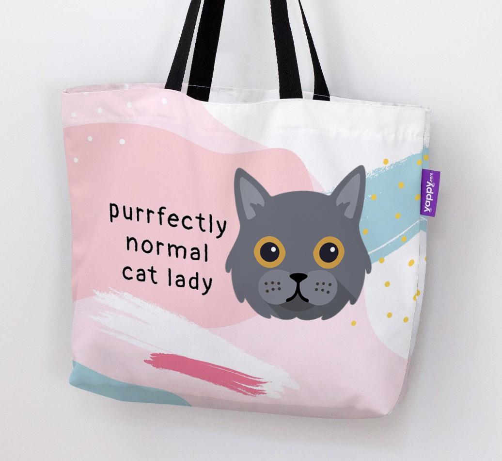 Purrfectly Normal Cat Lady: Personalized {breedCommonName} Canvas Bag