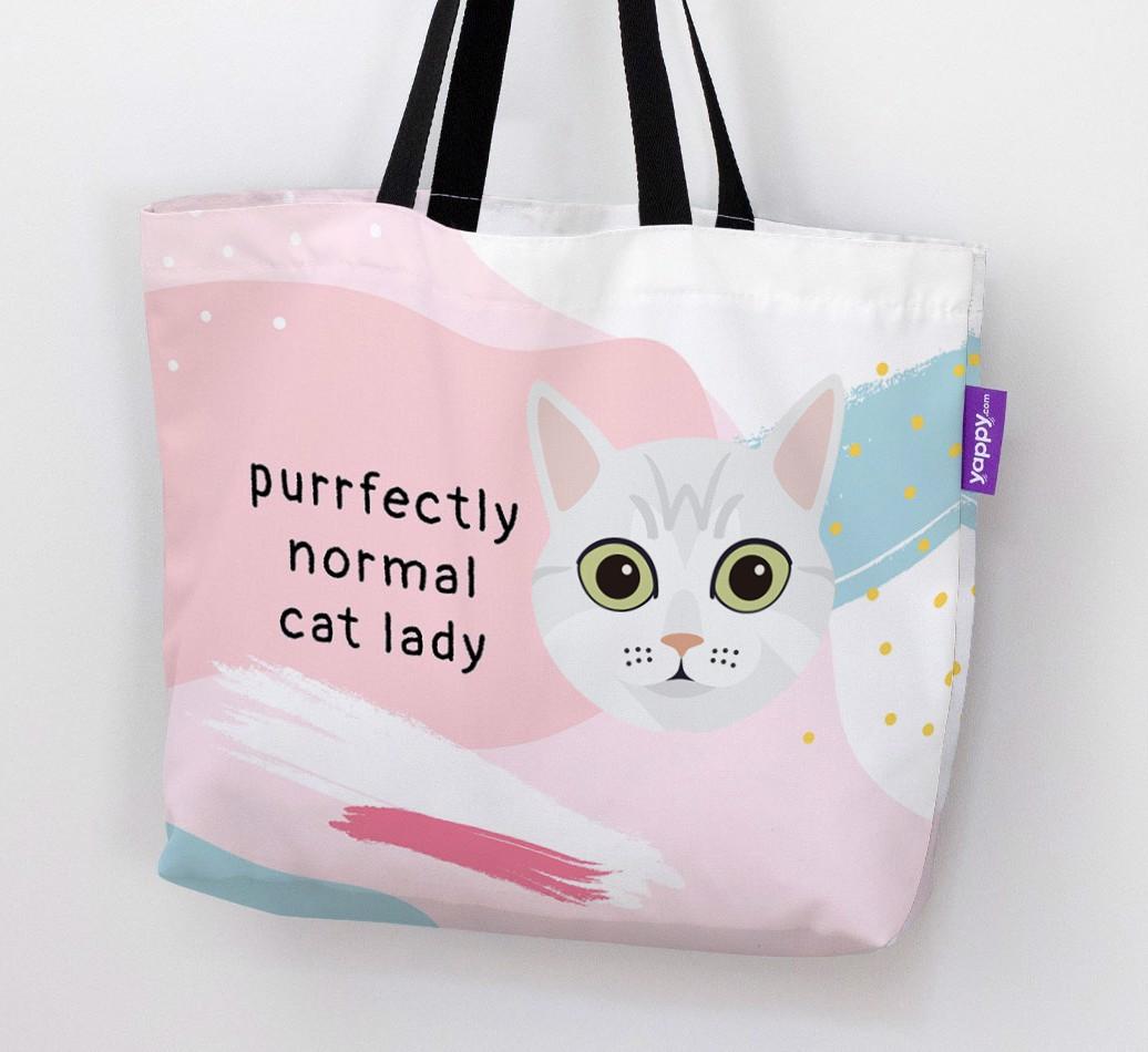 Purrfectly Normal Cat Lady: Personalized {breedCommonName} Canvas Bag