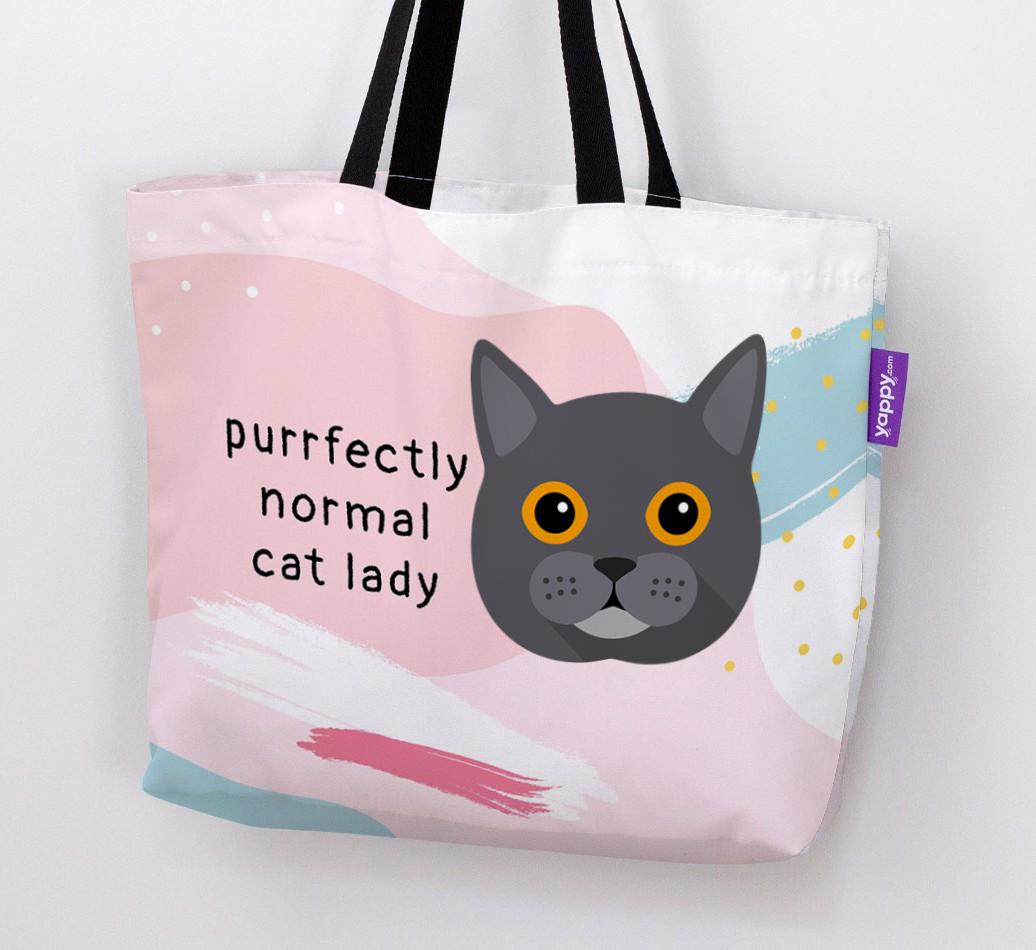 Purrfectly Normal Cat Lady: Personalized {breedCommonName} Canvas Bag