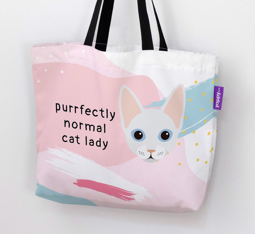 Purrfectly Normal Cat Lady: Personalized {breedCommonName} Canvas Bag