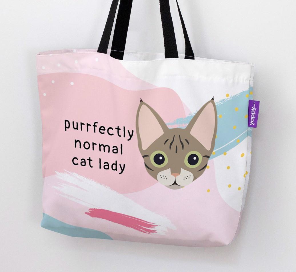 Purrfectly Normal Cat Lady: Personalized {breedCommonName} Canvas Bag