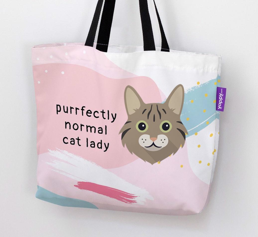 Purrfectly Normal Cat Lady: Personalized {breedCommonName} Canvas Bag