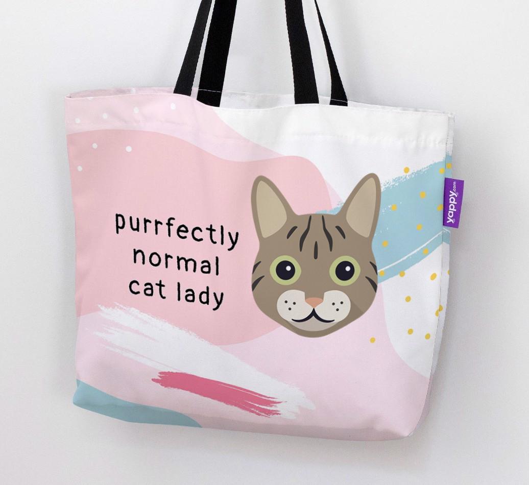 Purrfectly Normal Cat Lady: Personalized {breedCommonName} Canvas Bag