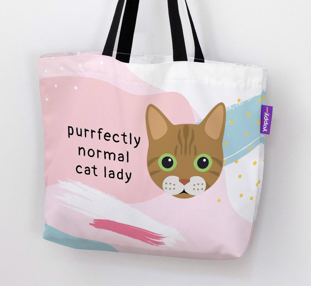 Purrfectly Normal Cat Lady: Personalized {breedCommonName} Canvas Bag