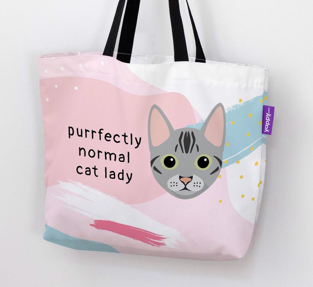 Purrfectly Normal Cat Lady: Personalized {breedCommonName} Canvas Bag