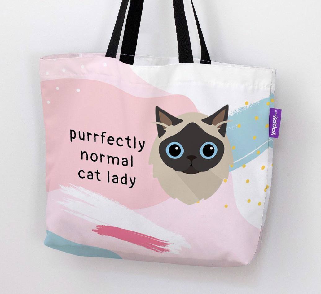 Purrfectly Normal Cat Lady: Personalized {breedCommonName} Canvas Bag