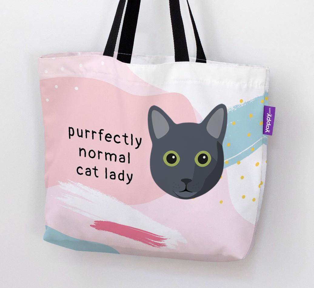 Purrfectly Normal Cat Lady: Personalized {breedCommonName} Canvas Bag