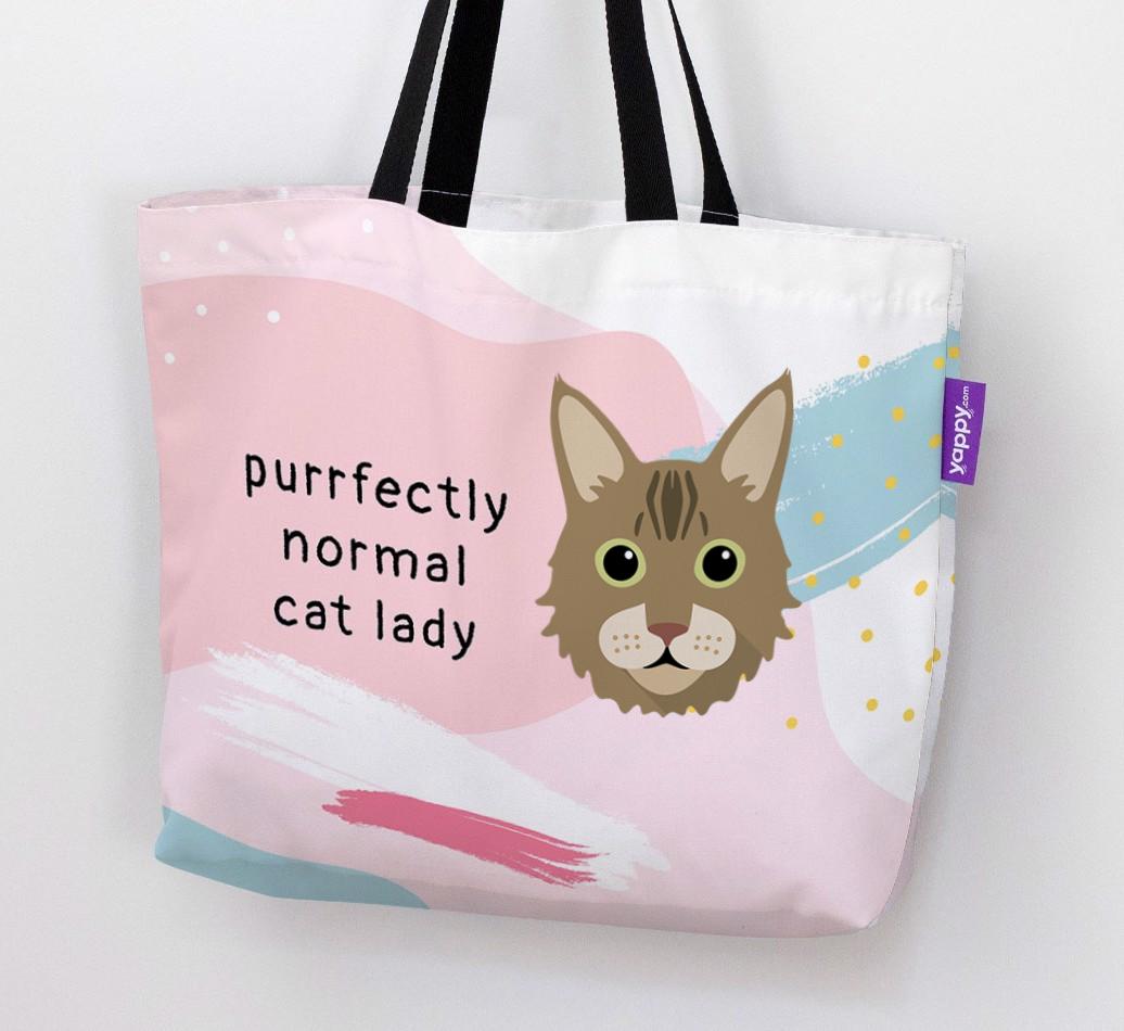 Purrfectly Normal Cat Lady: Personalized {breedCommonName} Canvas Bag
