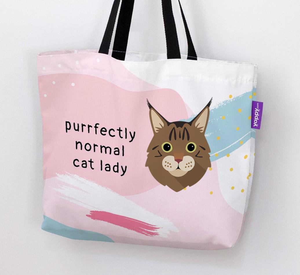 Purrfectly Normal Cat Lady: Personalized {breedCommonName} Canvas Bag