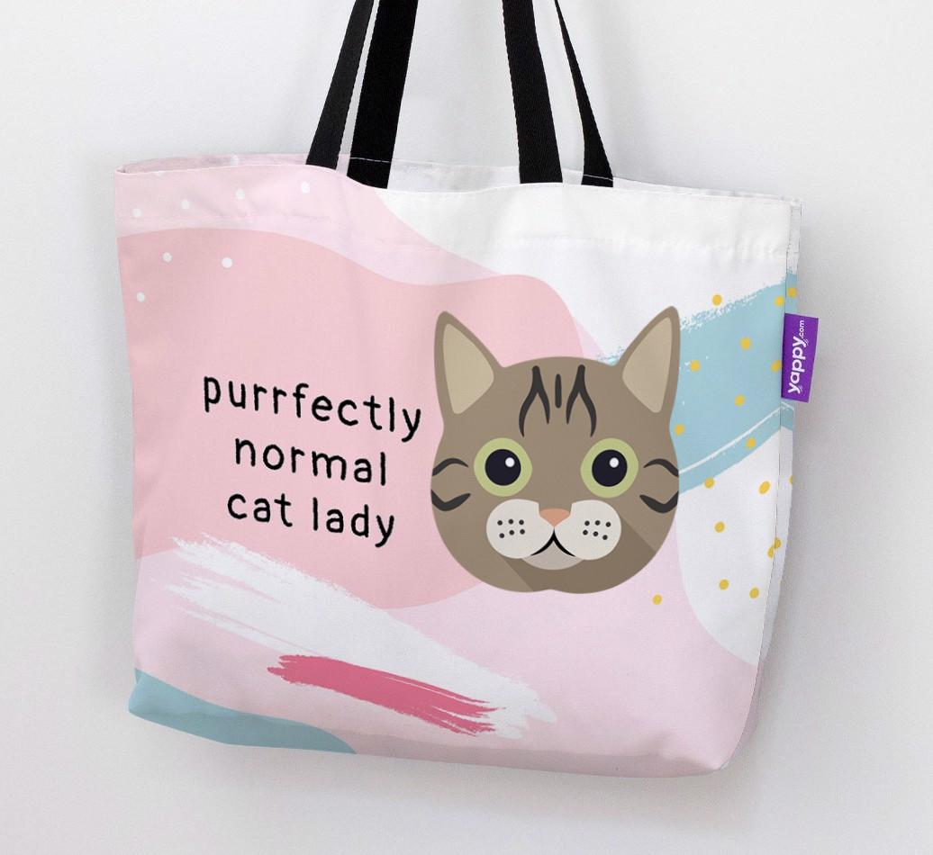 Purrfectly Normal Cat Lady: Personalized {breedCommonName} Canvas Bag