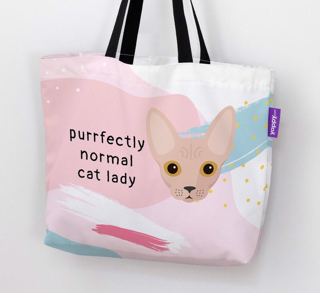 Purrfectly Normal Cat Lady: Personalized {breedCommonName} Canvas Bag