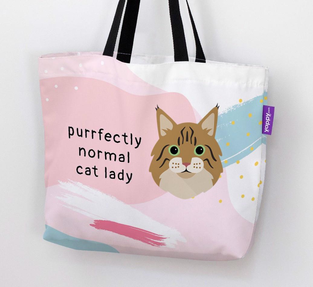 Purrfectly Normal Cat Lady: Personalized {breedCommonName} Canvas Bag