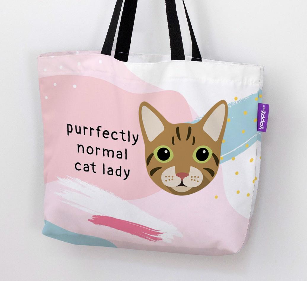 Purrfectly Normal Cat Lady: Personalized {breedCommonName} Canvas Bag