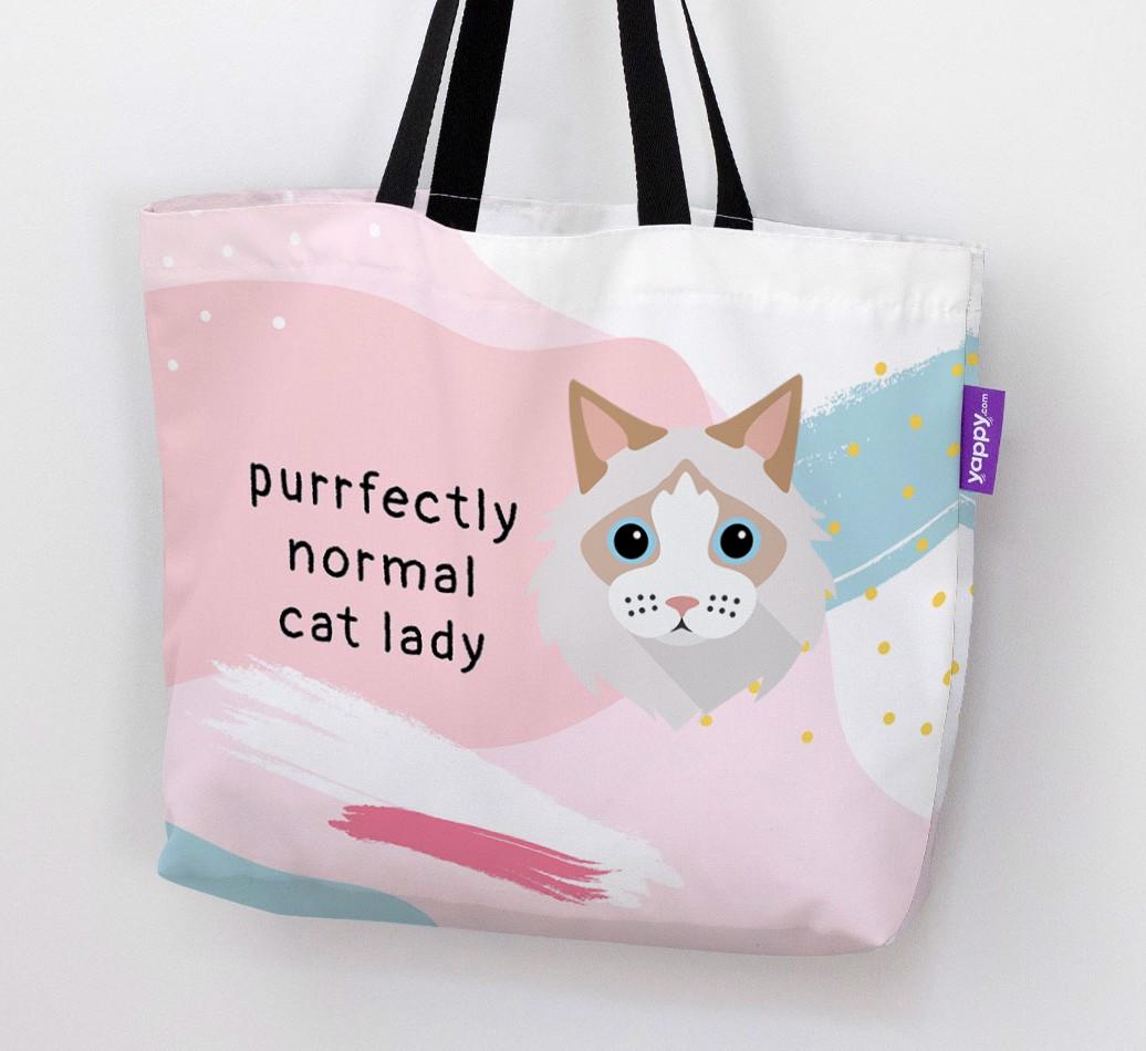 Purrfectly Normal Cat Lady: Personalized {breedCommonName} Canvas Bag