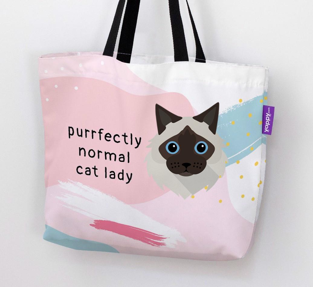 Purrfectly Normal Cat Lady: Personalized {breedCommonName} Canvas Bag