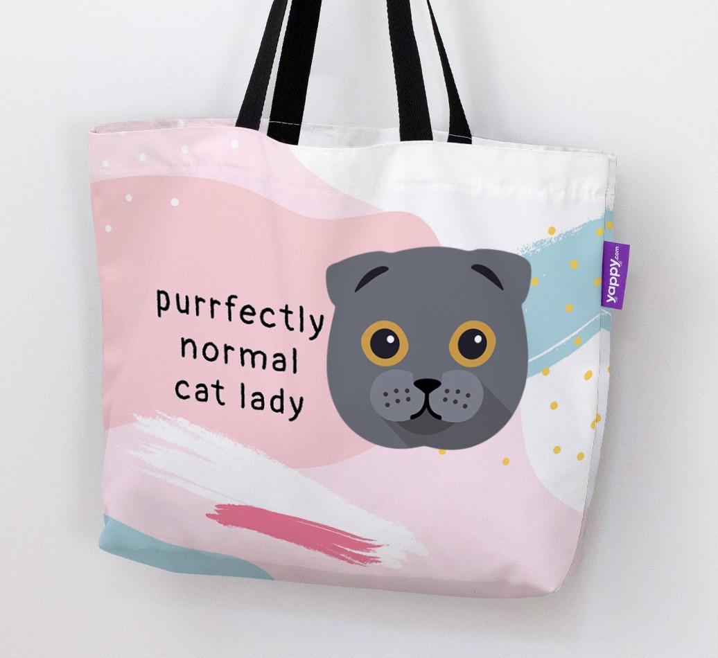 Purrfectly Normal Cat Lady: Personalized {breedCommonName} Canvas Bag