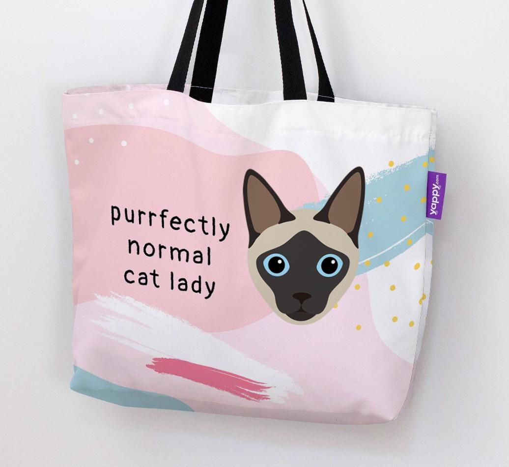 Purrfectly Normal Cat Lady: Personalized {breedCommonName} Canvas Bag