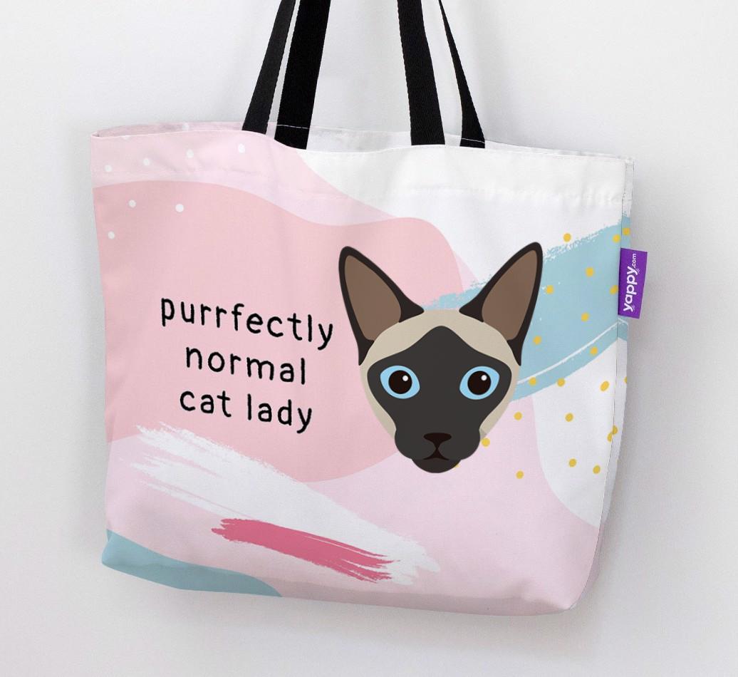 Purrfectly Normal Cat Lady: Personalized {breedCommonName} Canvas Bag