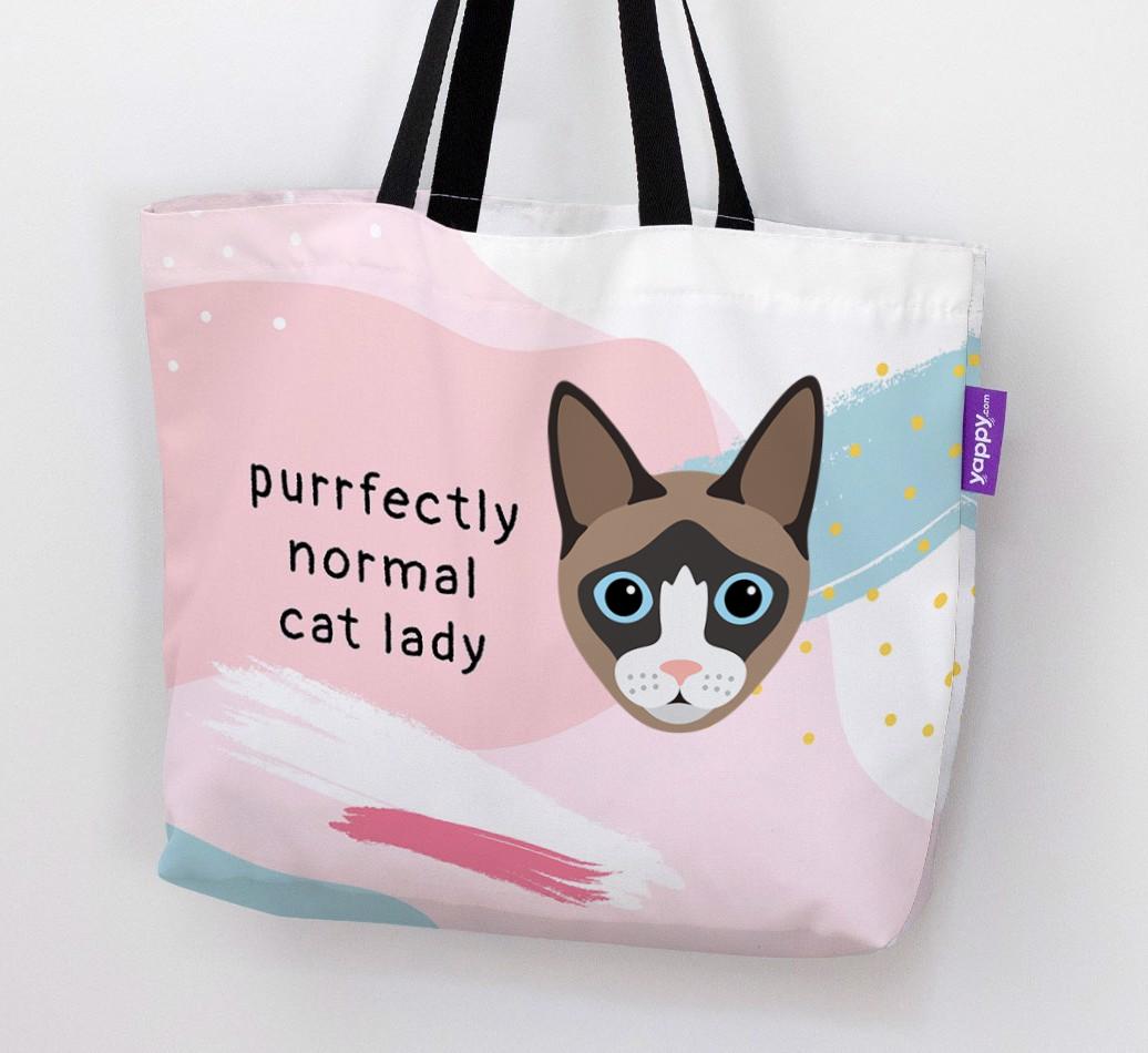 Purrfectly Normal Cat Lady: Personalized {breedCommonName} Canvas Bag