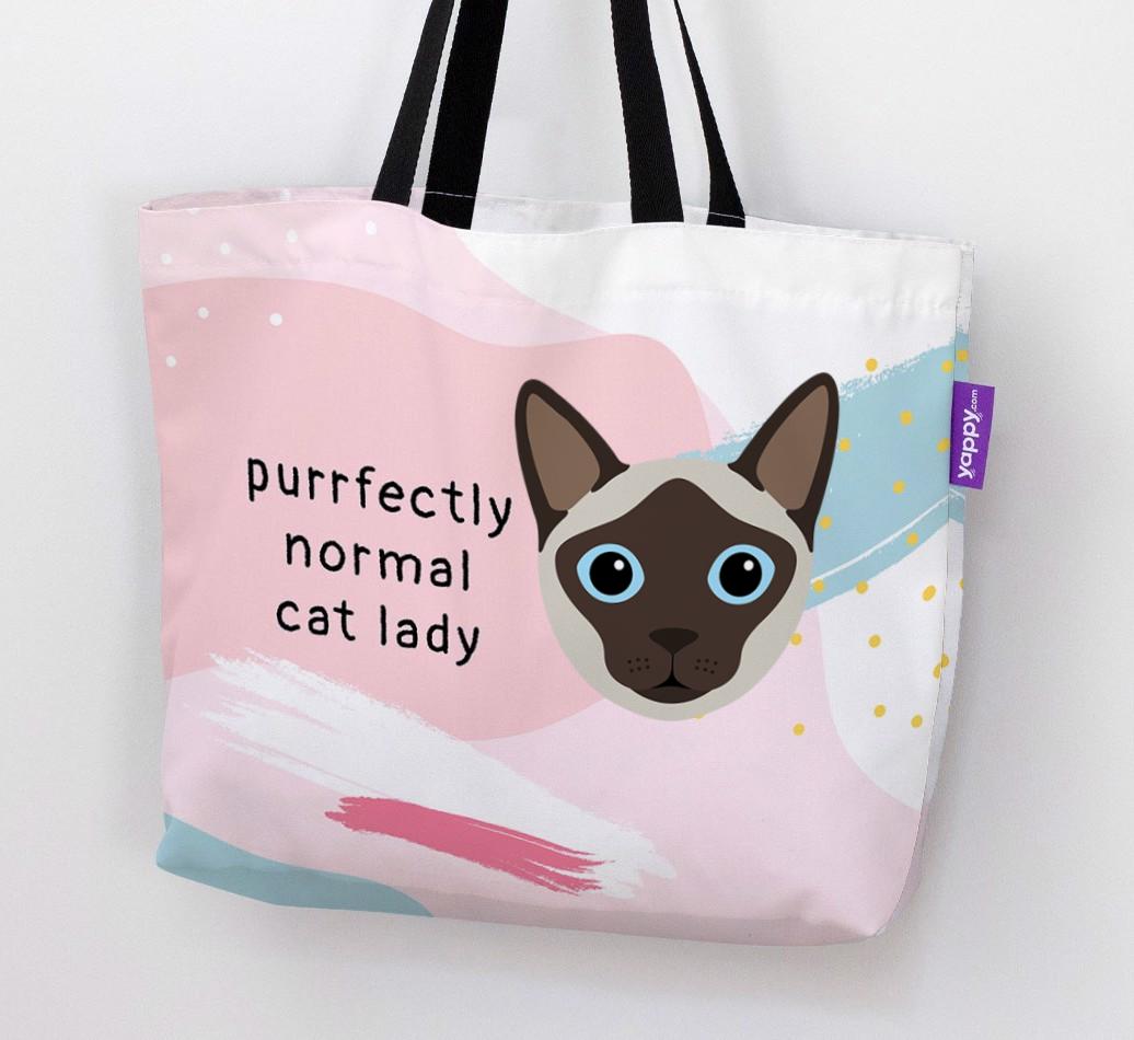 Purrfectly Normal Cat Lady: Personalized {breedCommonName} Canvas Bag