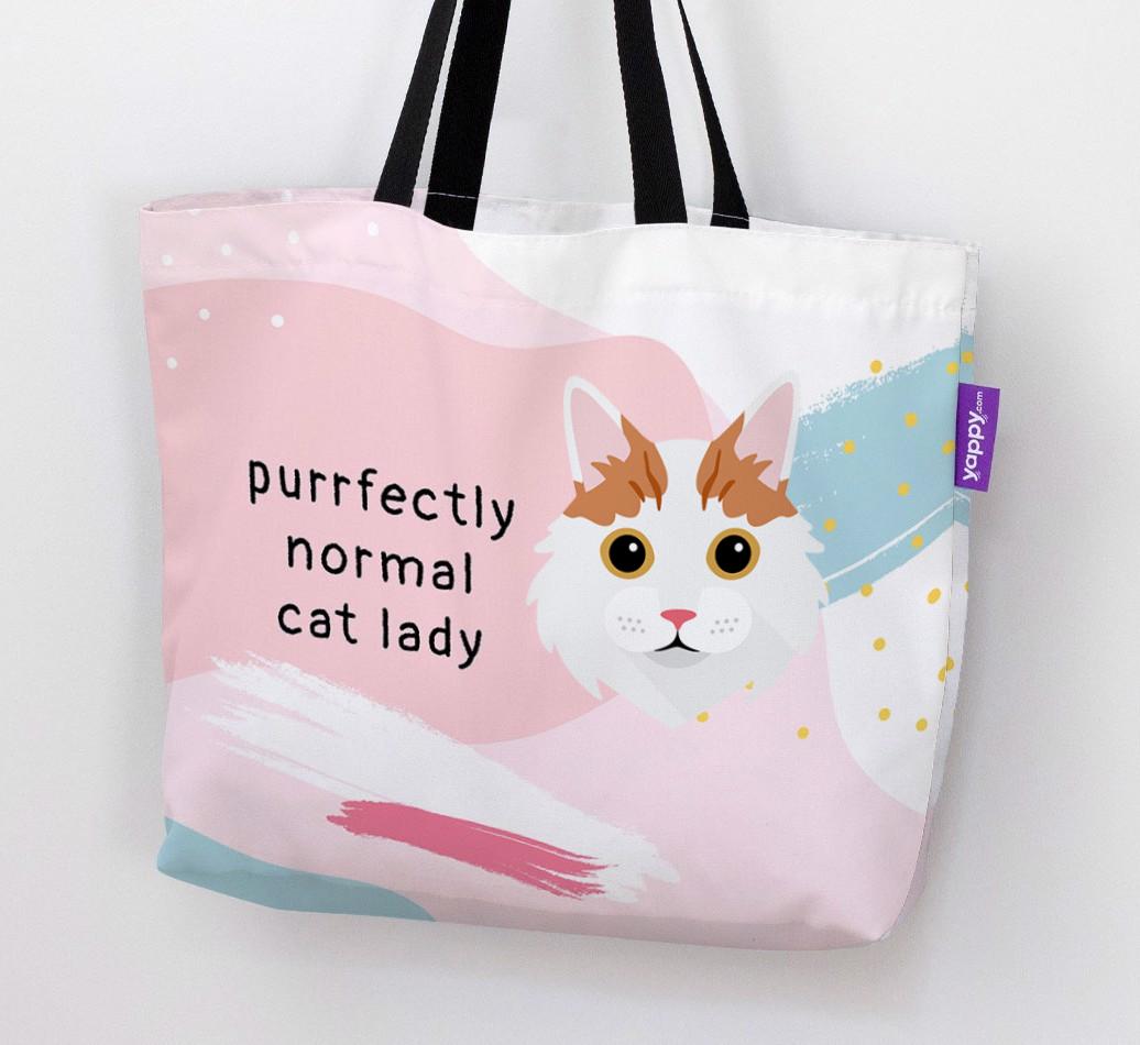 Purrfectly Normal Cat Lady: Personalized {breedCommonName} Canvas Bag