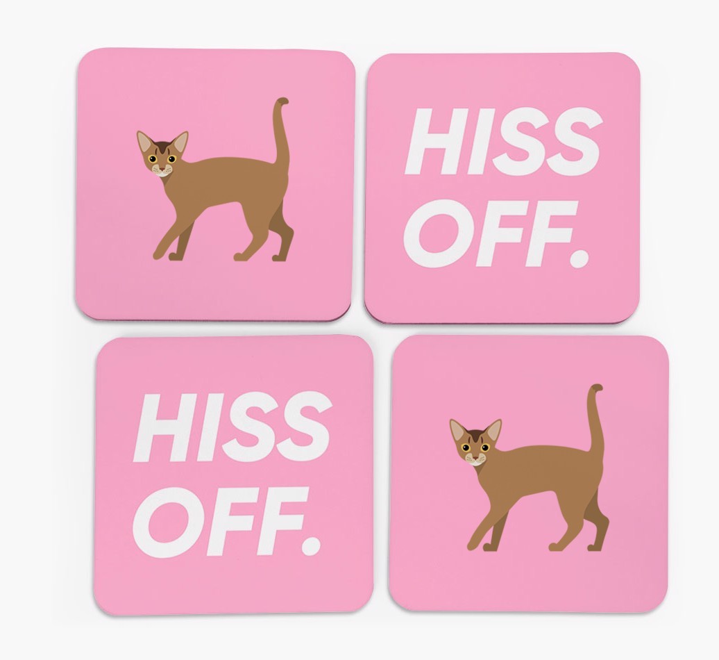 'Hiss Off' - Personalised {breedFullName} Coasters (Set of 4)
