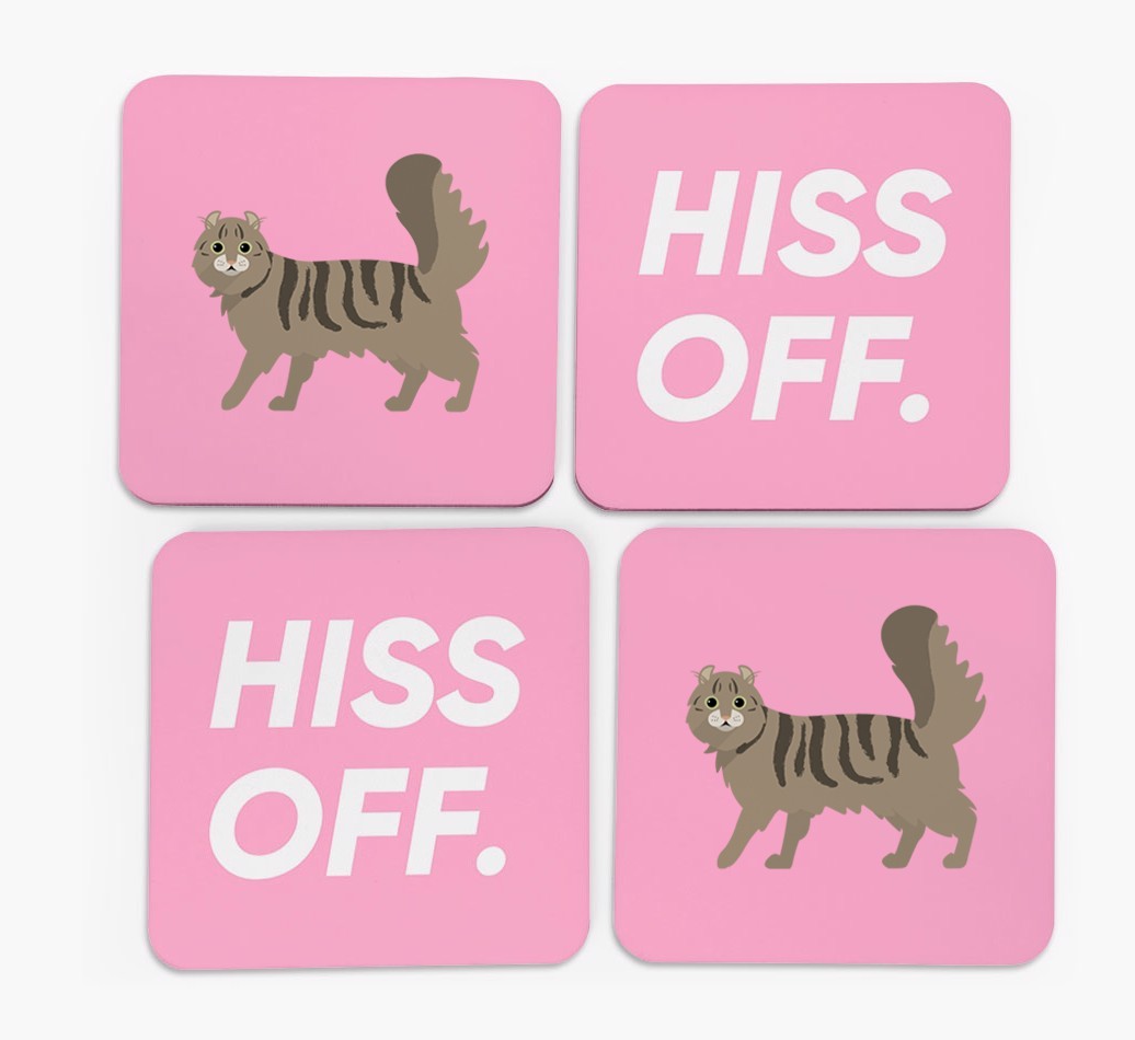 'Hiss Off' - Personalised {breedFullName} Coasters (Set of 4)