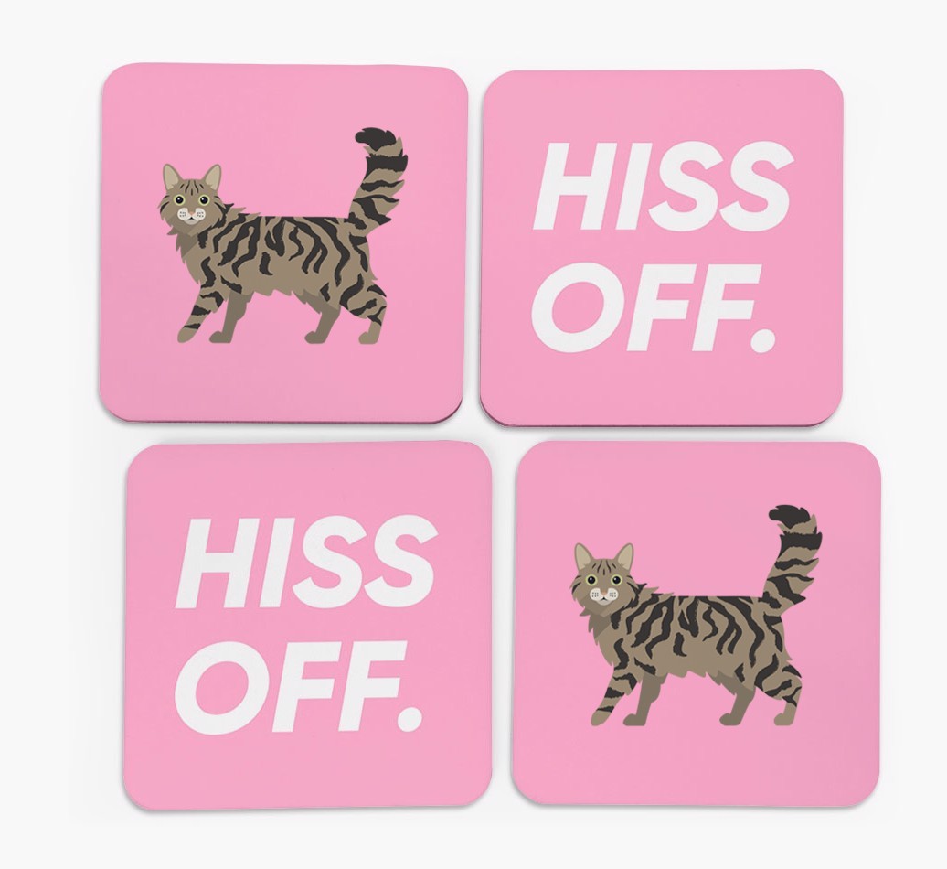 'Hiss Off' - Personalised {breedFullName} Coasters (Set of 4)