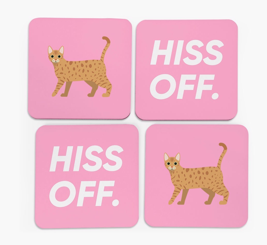 'Hiss Off' - Personalised {breedFullName} Coasters (Set of 4)