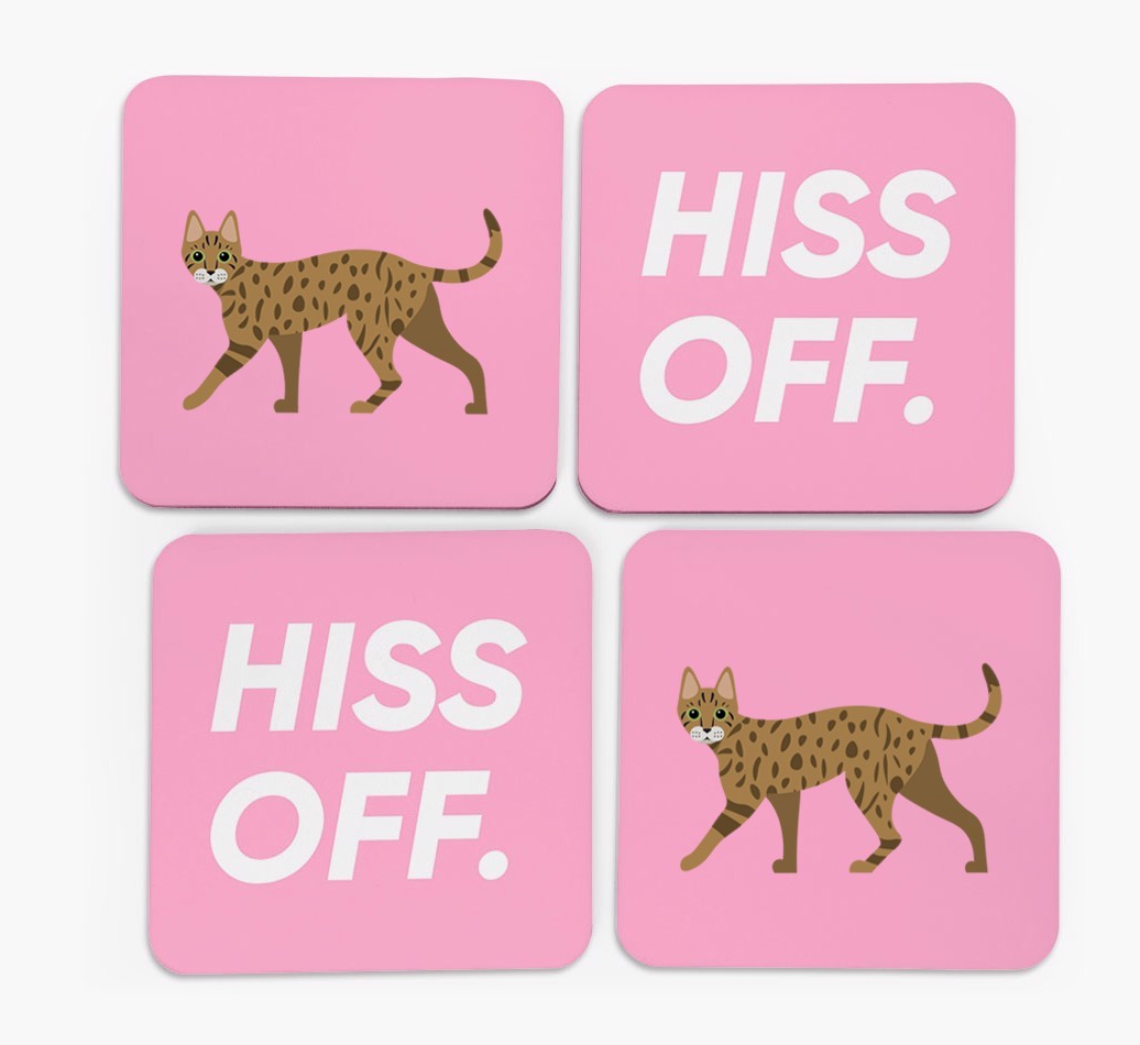 'Hiss Off' - Personalised {breedFullName} Coasters (Set of 4)