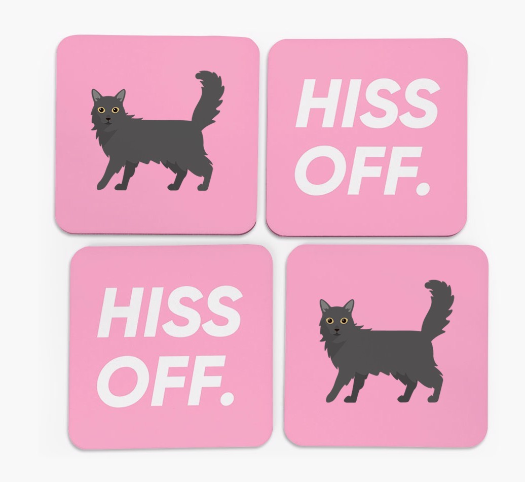 'Hiss Off' - Personalised {breedFullName} Coasters (Set of 4)