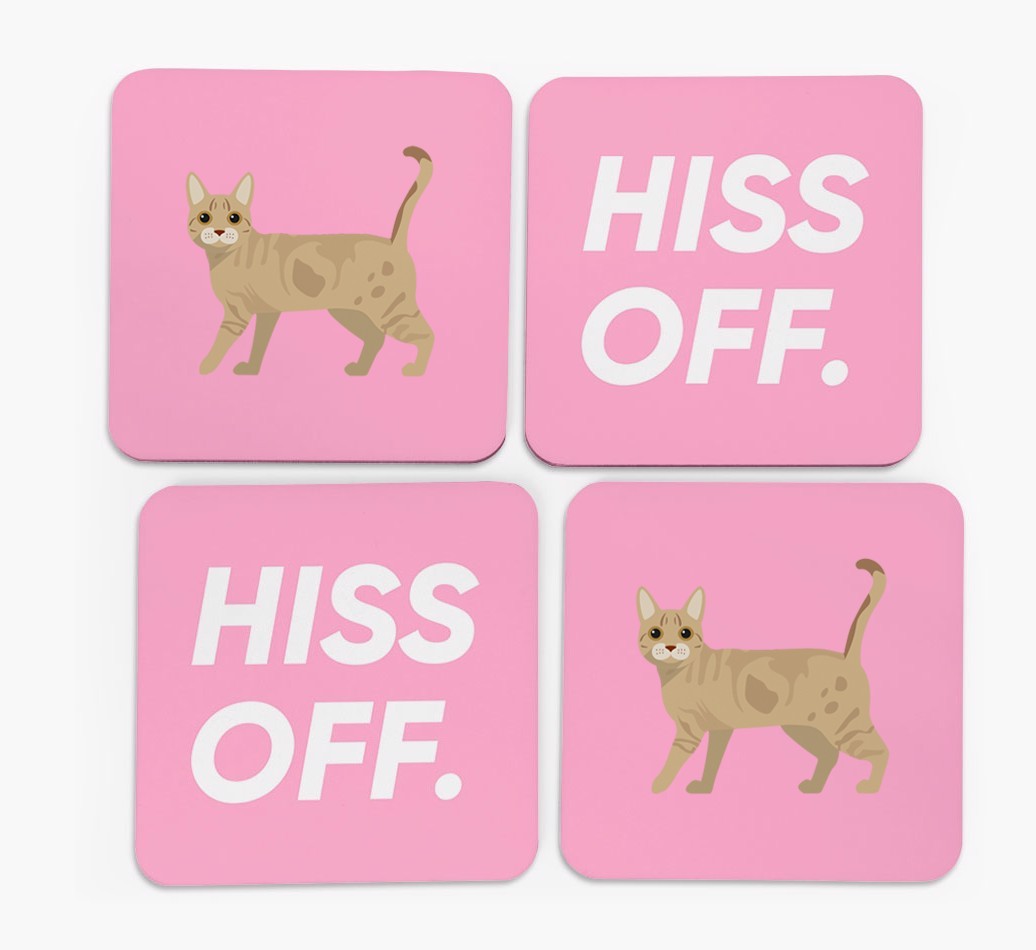 'Hiss Off' - Personalised {breedFullName} Coasters (Set of 4)