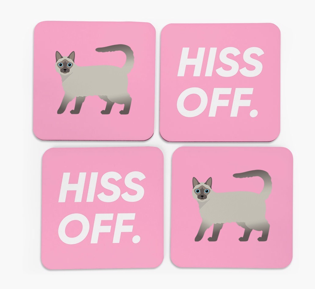 'Hiss Off' - Personalised {breedFullName} Coasters (Set of 4)