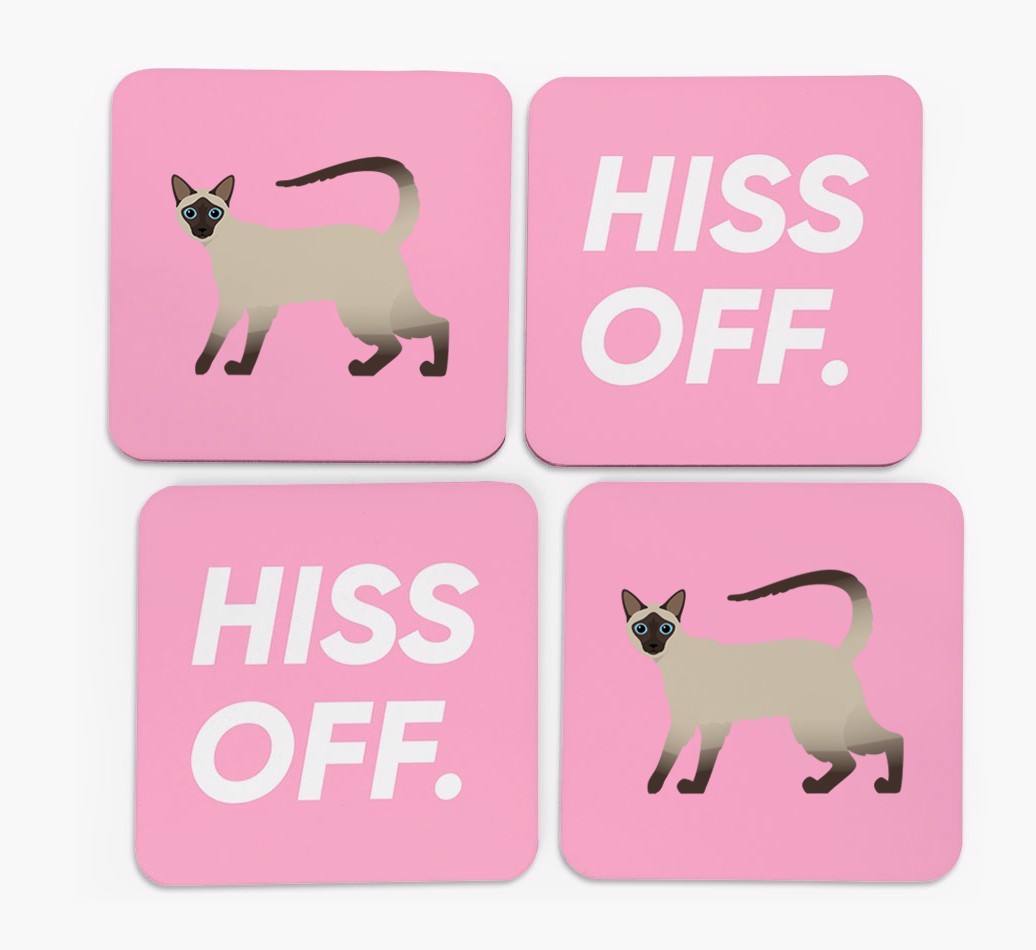 'Hiss Off' - Personalised {breedFullName} Coasters (Set of 4)