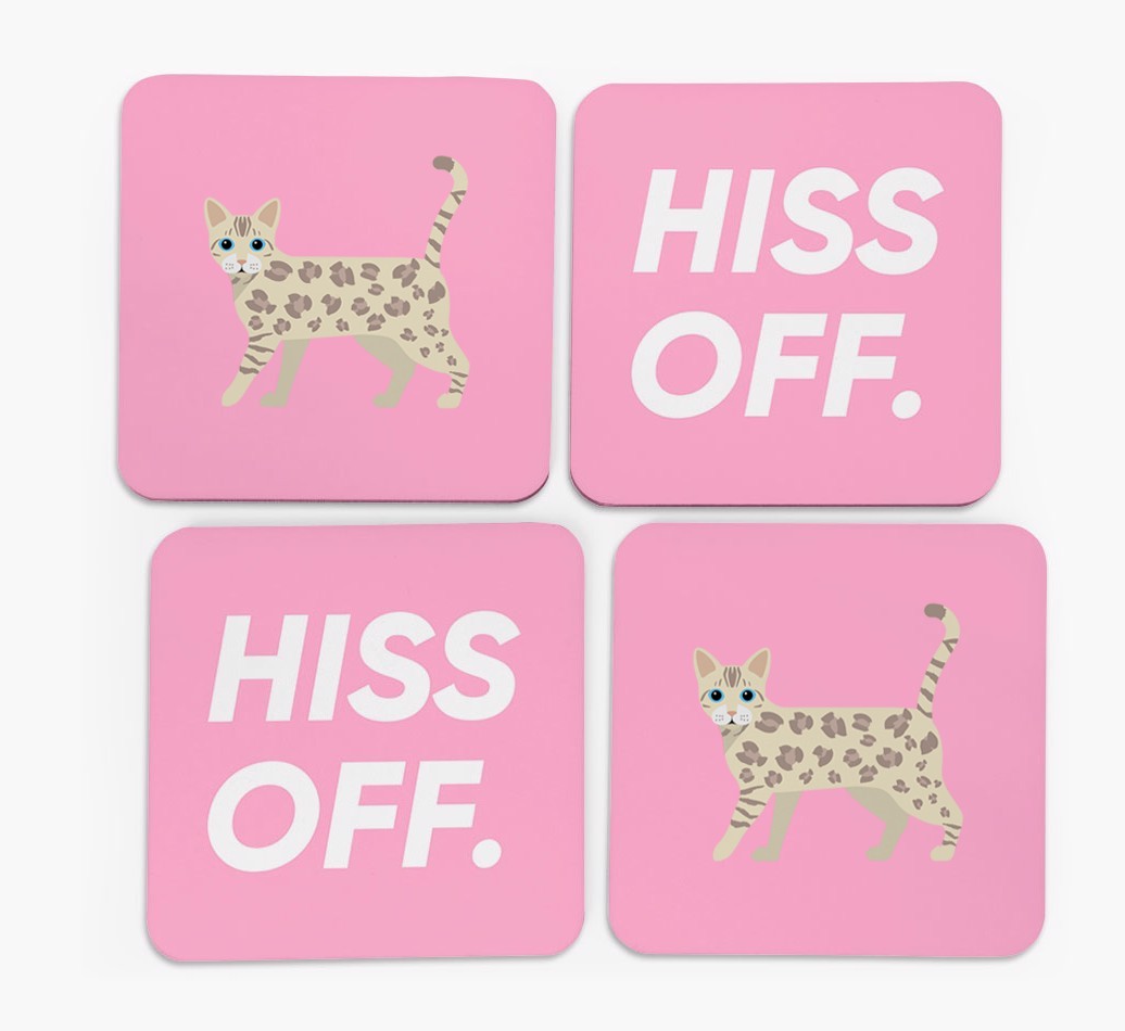 'Hiss Off' - Personalised {breedFullName} Coasters (Set of 4)