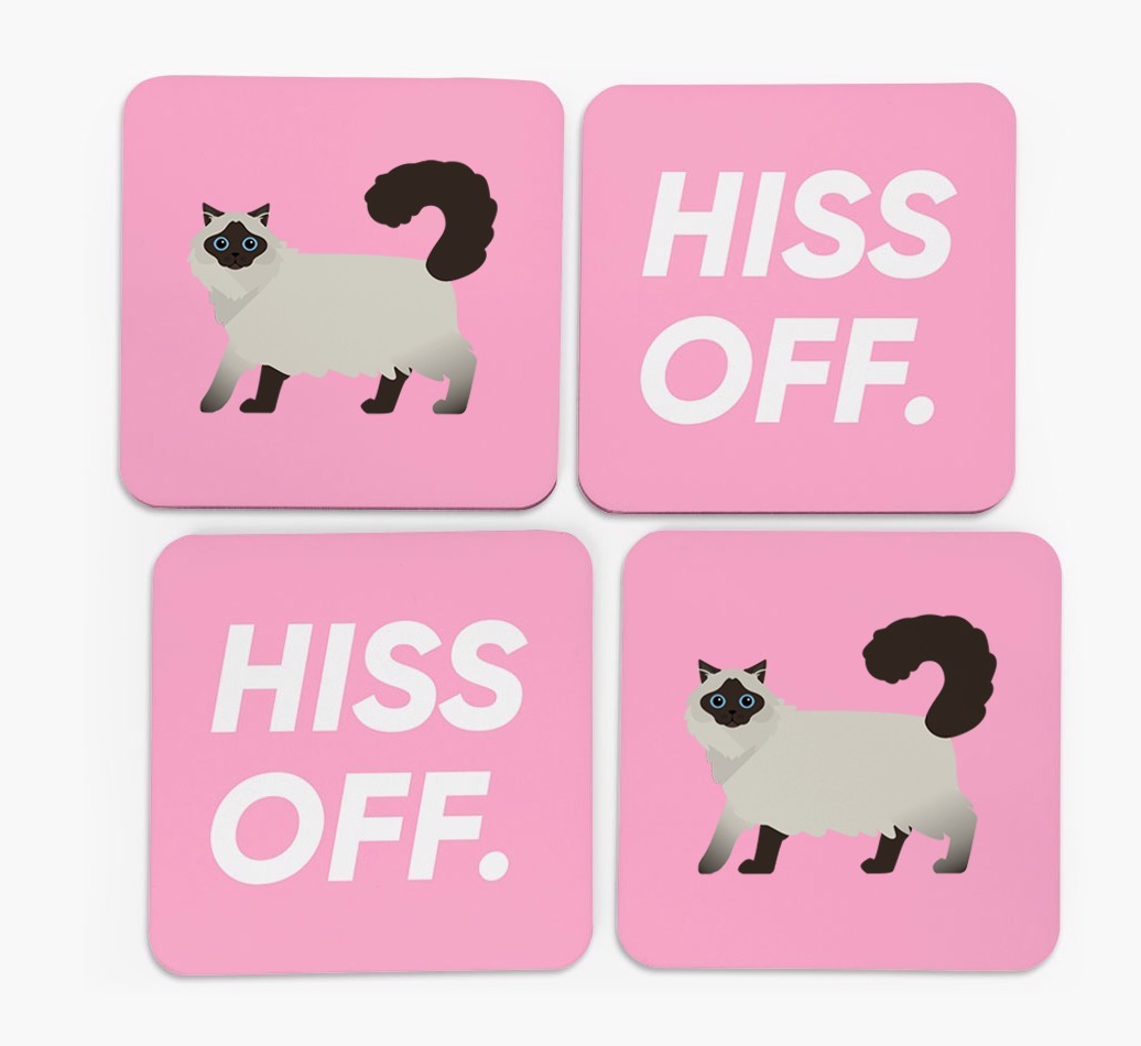 'Hiss Off' - Personalised {breedFullName} Coasters (Set of 4)