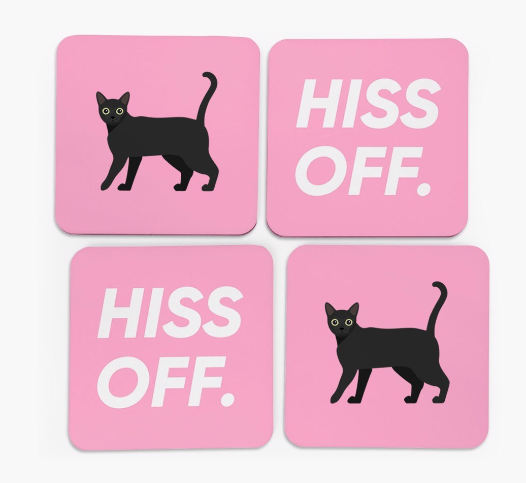 'Hiss Off' - Personalised {breedFullName} Coasters (Set of 4)