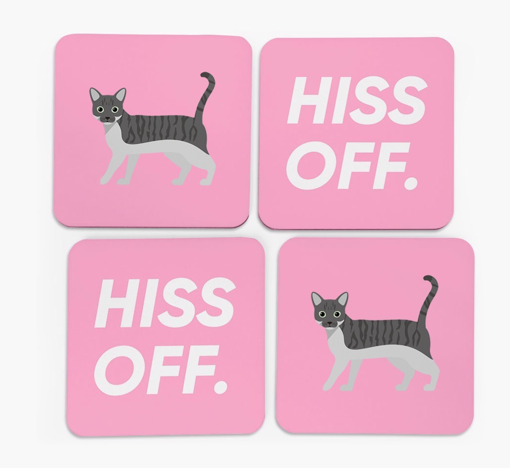 'Hiss Off' - Personalised {breedFullName} Coasters (Set of 4)