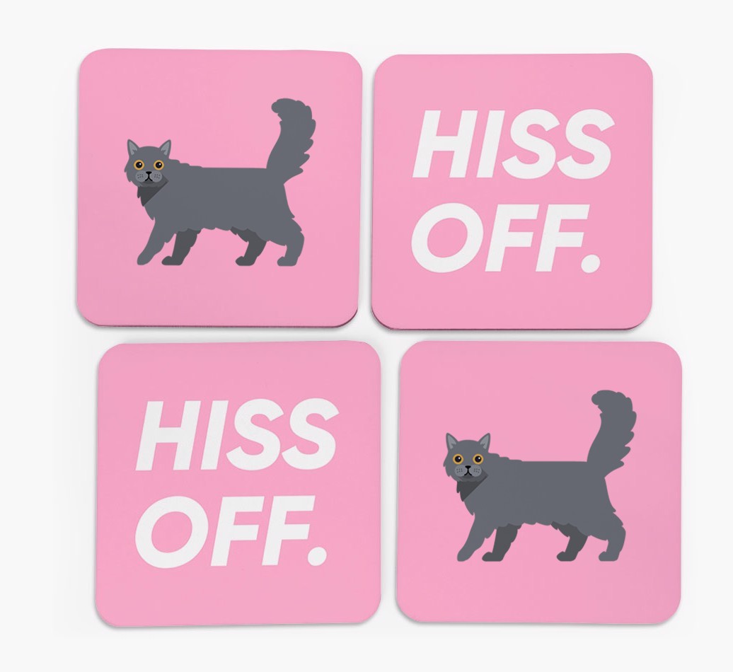 'Hiss Off' - Personalised {breedFullName} Coasters (Set of 4)
