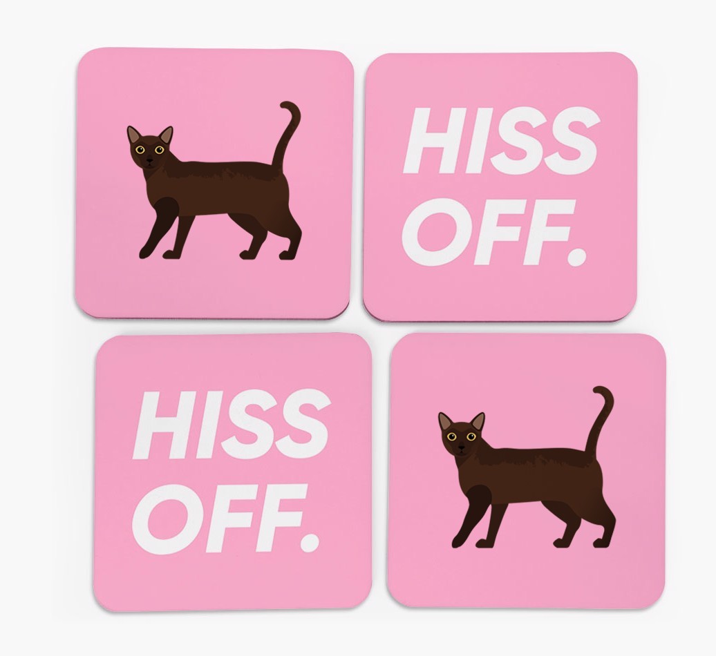 'Hiss Off' - Personalised {breedFullName} Coasters (Set of 4)