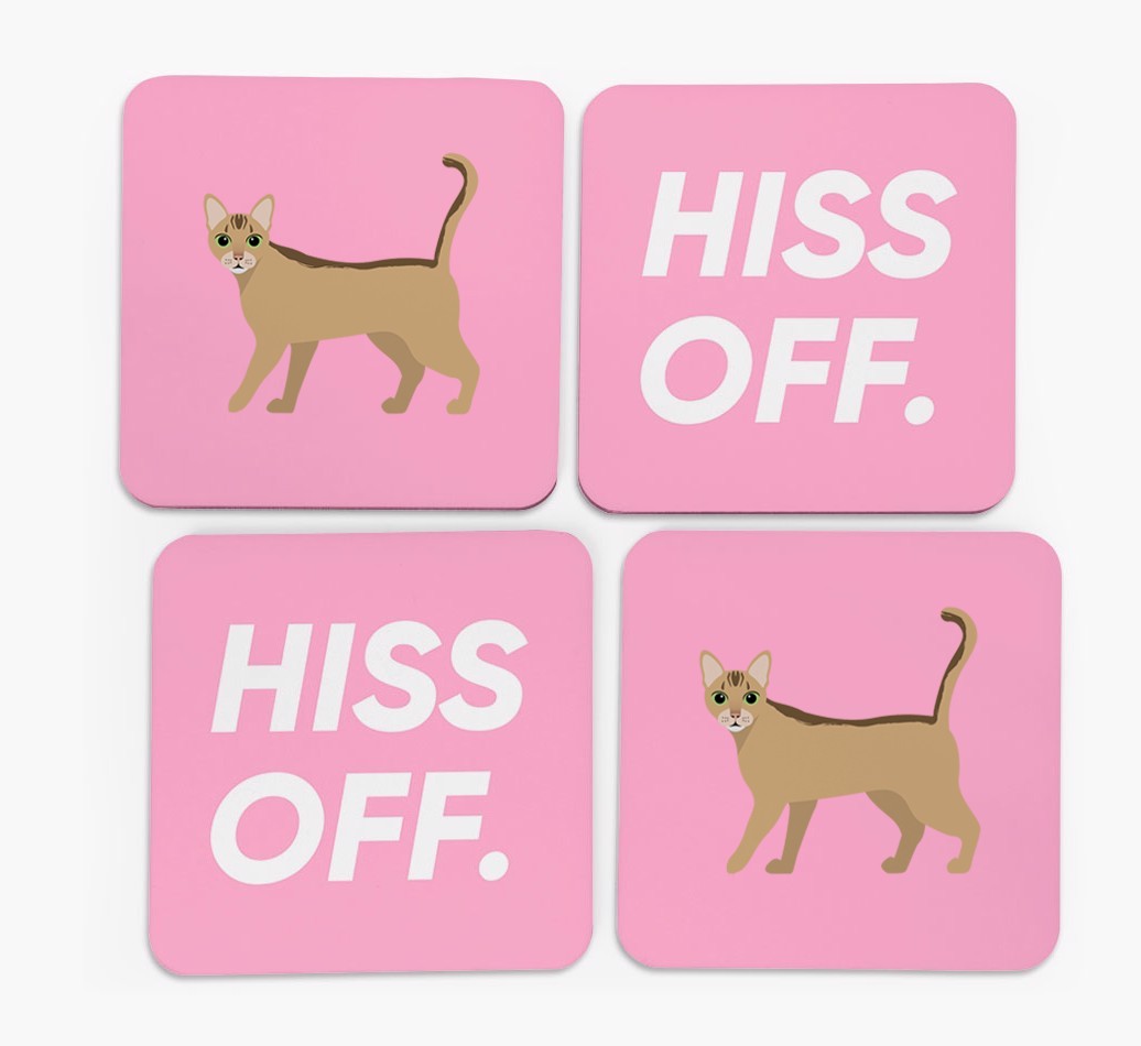 'Hiss Off' - Personalised {breedFullName} Coasters (Set of 4)