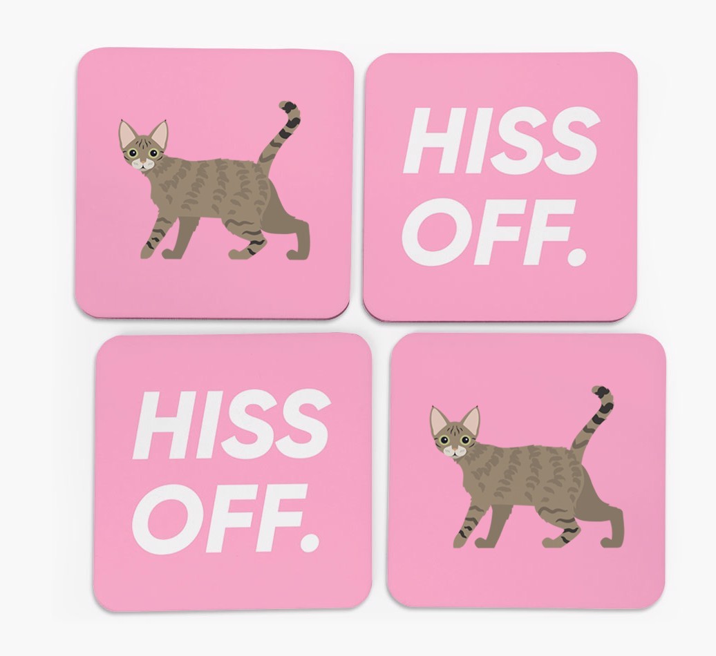 'Hiss Off' - Personalised {breedFullName} Coasters (Set of 4)