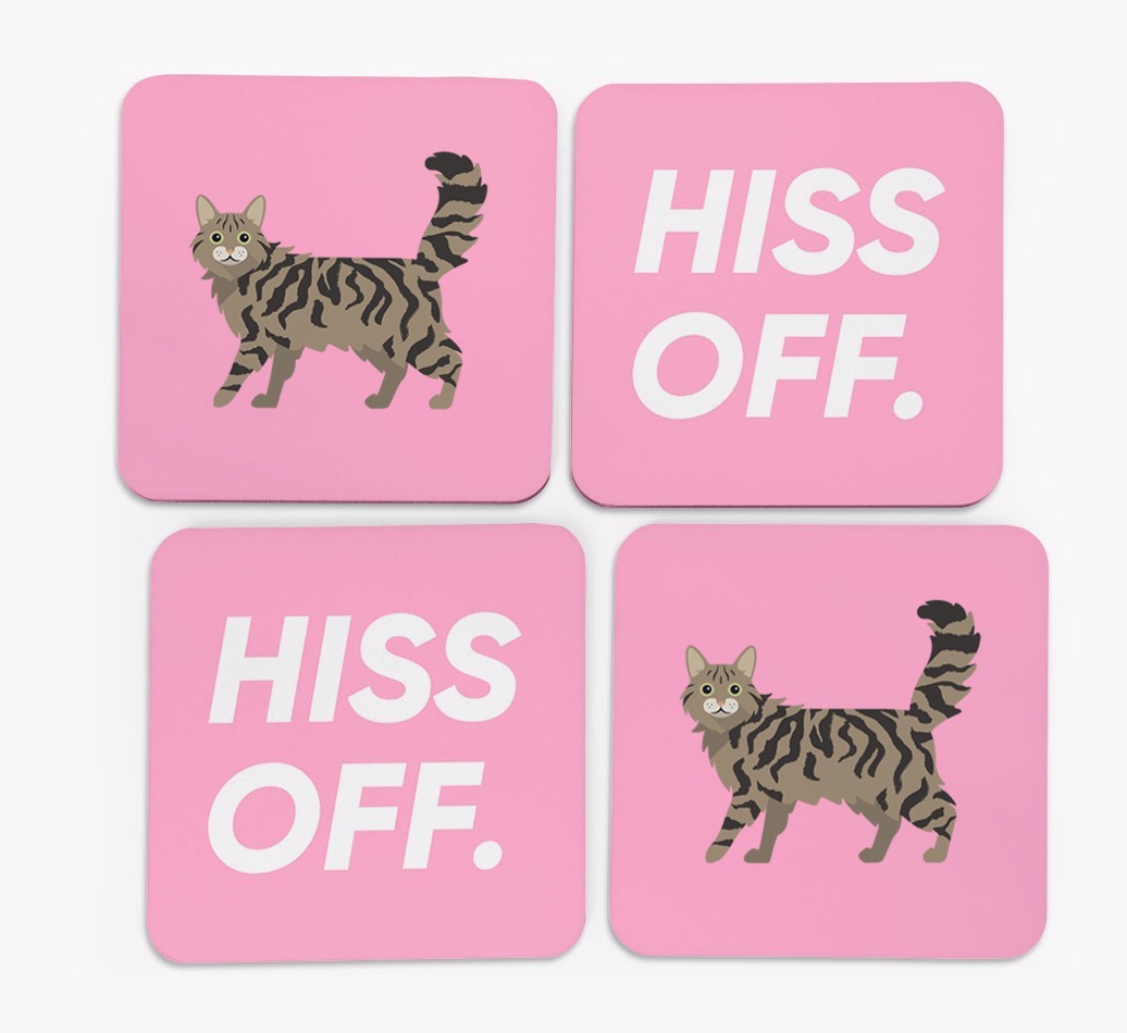'Hiss Off' - Personalised {breedFullName} Coasters (Set of 4)