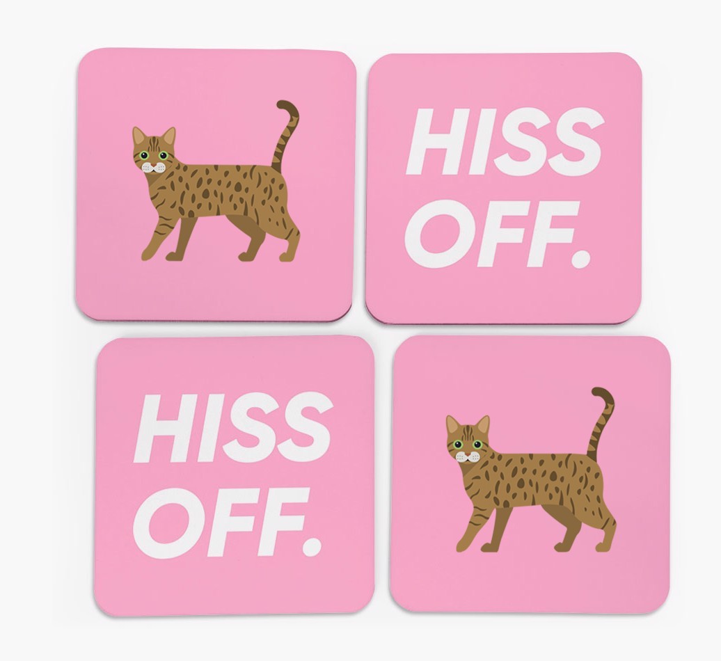 'Hiss Off' - Personalised {breedFullName} Coasters (Set of 4)
